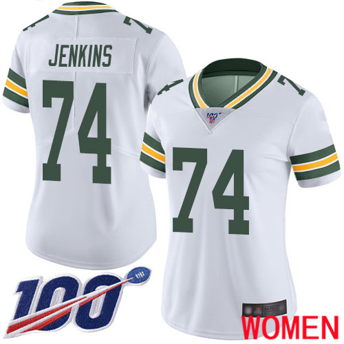 Green Bay Packers Limited White Women #74 Jenkins Elgton Road Jersey Nike NFL 100th Season Vapor Untouchable
